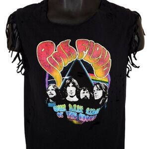 Pink Floyd T Shirt Mens Size Small Black Chopped Altered Dark Side Of The Moon